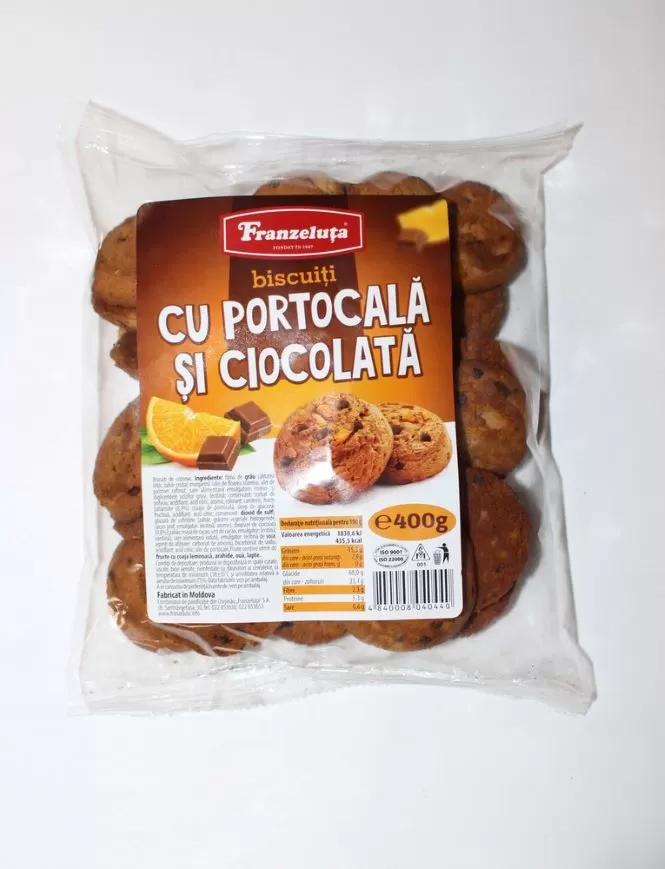 FRANZELUȚA Biscuți de ovăz  cu portocală și ciocolată 400g